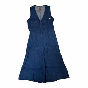 MOTHER XS Sleeveless Denim Midi Dress Coastal Cowgirl Soft Denim